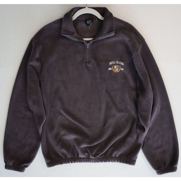 BDG Urban Outfitters Men's Sz S Purple Crest 1/4 Zip Fleece Mock Neck Pullover - Picture 7 of 7
